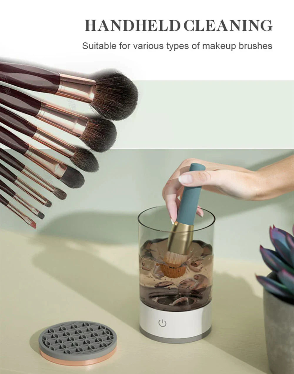 Electric Makeup Brush Cleaning Kit – Automatic, Fast & USB Powered