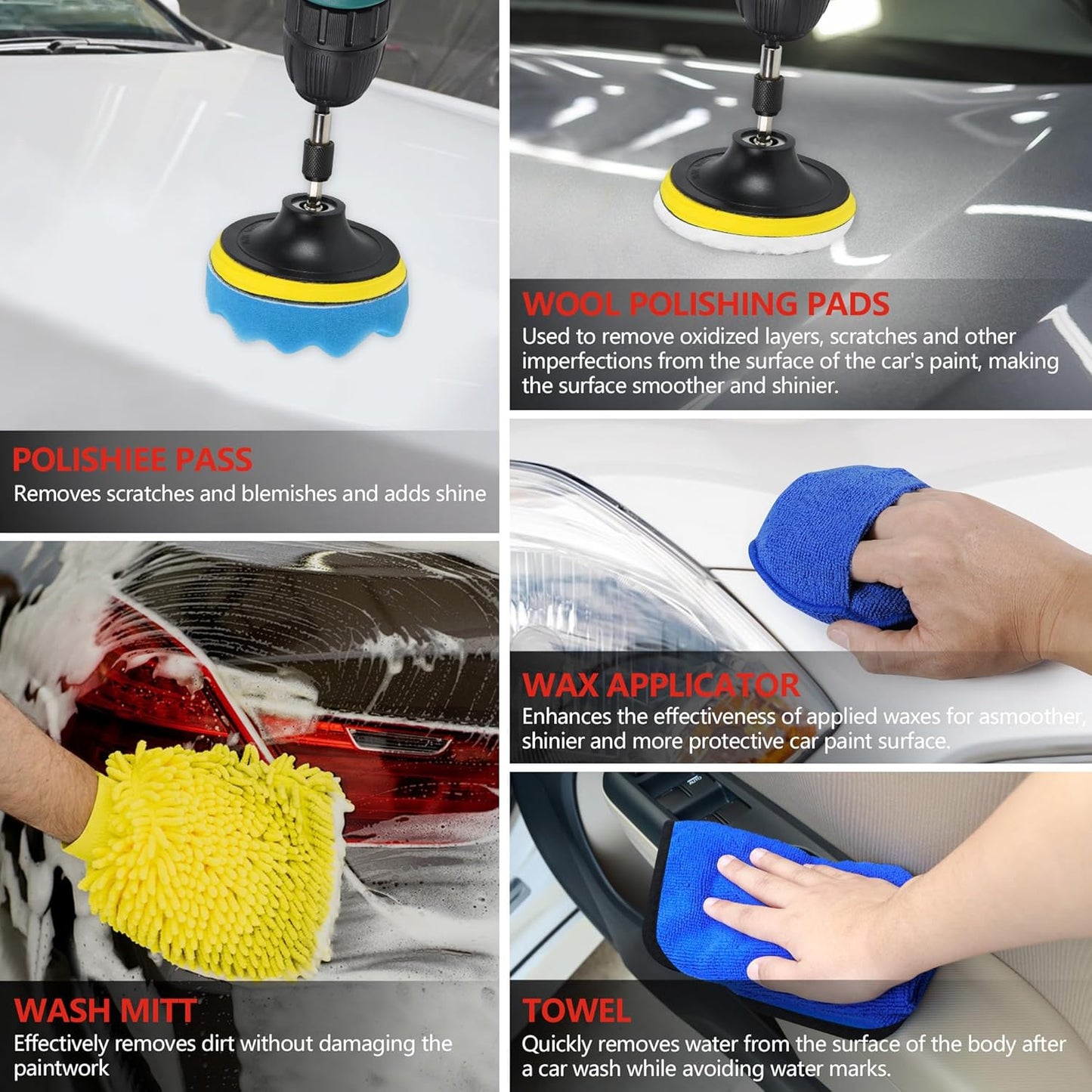 30-Piece Car Detailing Brush Set – Complete Interior & Exterior Cleaning Kit with Drill Brush Attachments