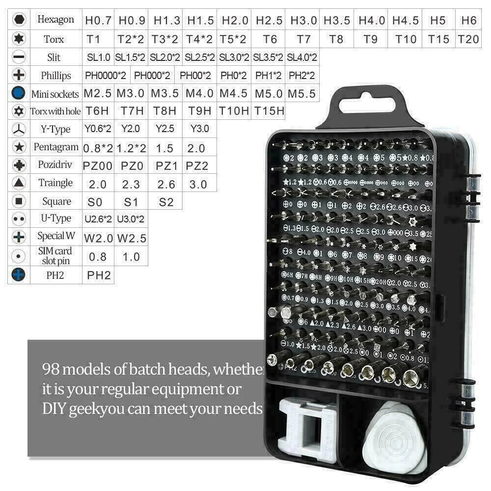 Magnetic Screwdriver Bit Kit – 117PCS Precision Repair Tool Set for iPhone, MacBook, Watches, and Electronics
