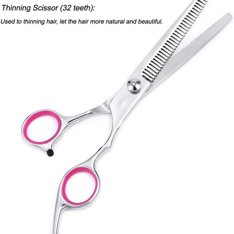 Professional Pet Grooming Scissors Kit – Straight, Curved, Thinning Shears & Comb with Case (Stainless Steel)