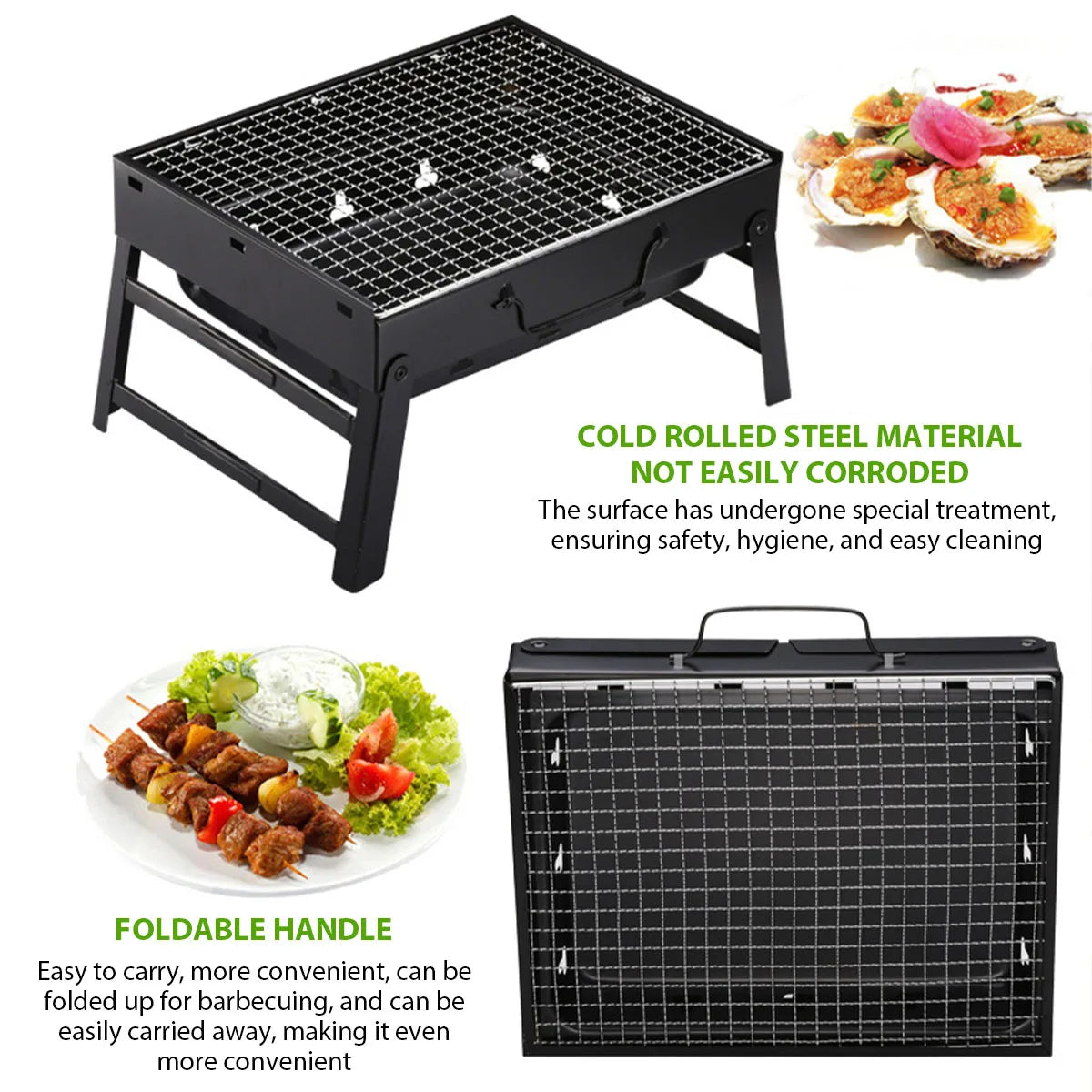 Portable Stainless Steel Charcoal BBQ Grill – Compact Mini Grill for Outdoor Cooking, Camping, Picnic, or Beach