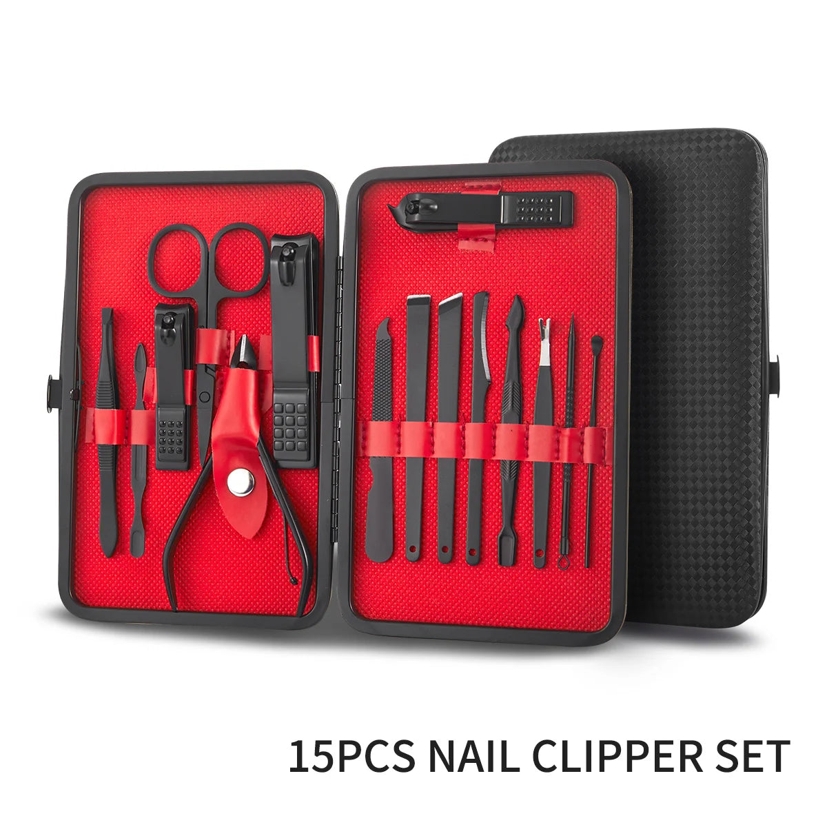 7–24 Piece Stainless Steel Manicure & Pedicure Kit – Professional Nail Grooming Set with Black Leather Travel Case