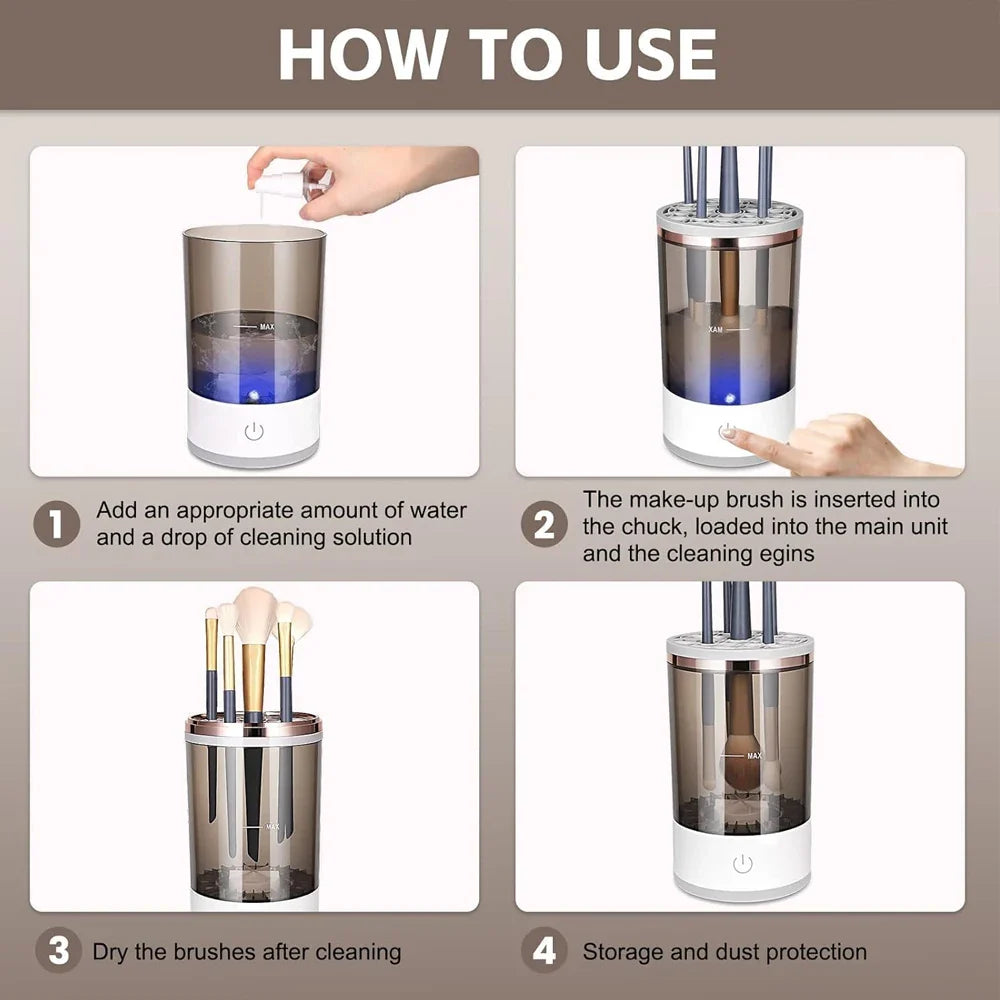 Electric Makeup Brush Cleaning Kit – Automatic, Fast & USB Powered