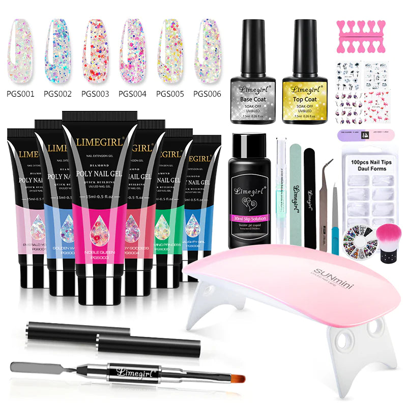 Nail Extension Kit – Complete Poly Gel Nail Kit with LED Lamp, Nail Drill, Gel Polish & Art Tools for DIY Manicure