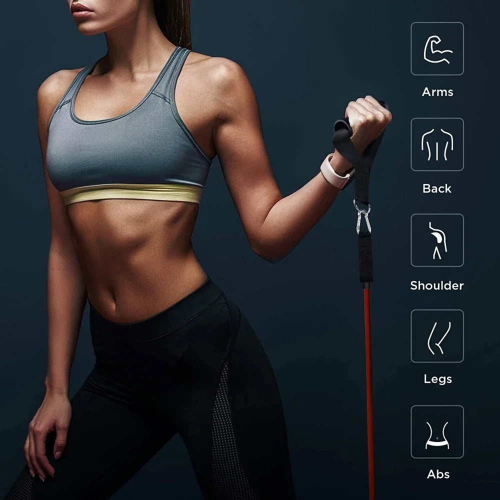 Resistance Bands Kit – 11-Piece Exercise Band Set with Handles, Door Anchor, Ankle Straps & Waterproof Carry Bag