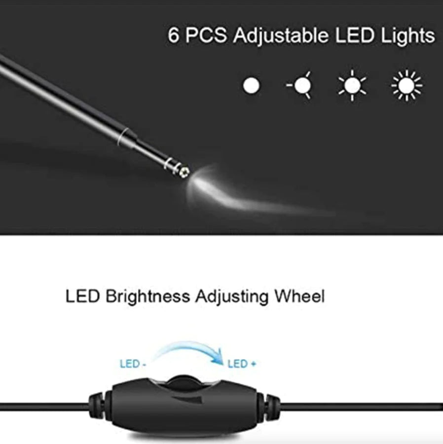 HD LED Ear Endoscope Otoscope Camera Wax Pick Cleaning Removal Kit