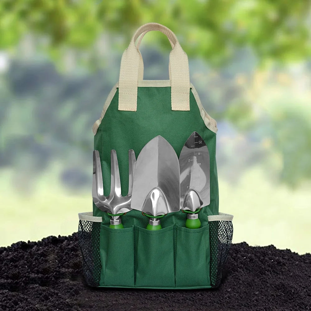 11-Piece Garden Tool Set with Tote Bag and Gardening Apron – Stainless Steel Hand Tools