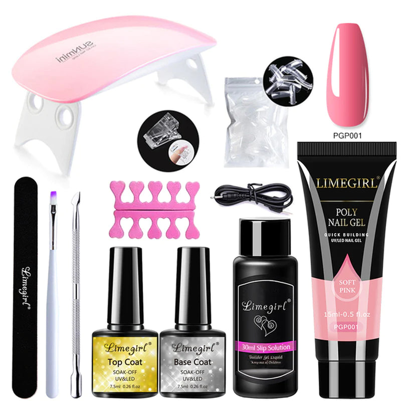 Nail Extension Kit – Complete Poly Gel Nail Kit with LED Lamp, Nail Drill, Gel Polish & Art Tools for DIY Manicure