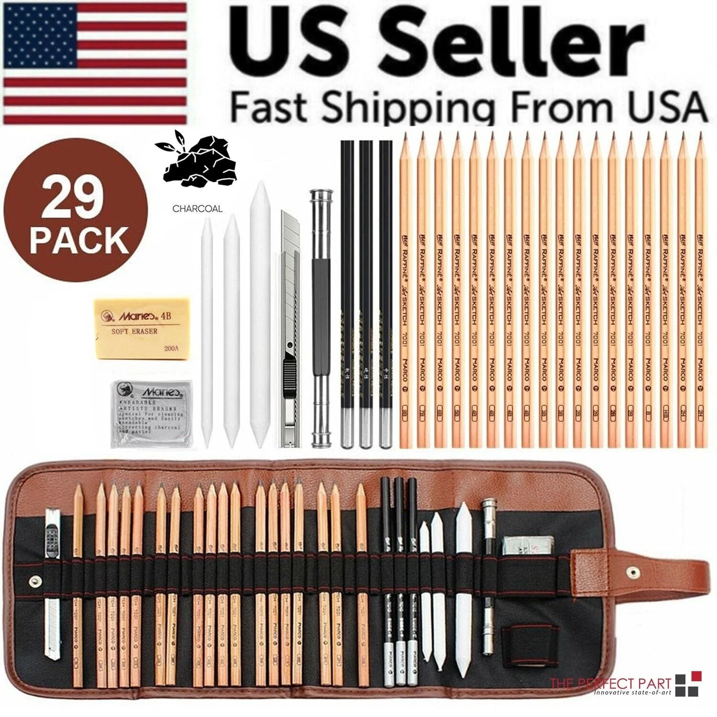 29PCS Professional Drawing Artist Kit – Pencils and Sketch Charcoal Art Tools