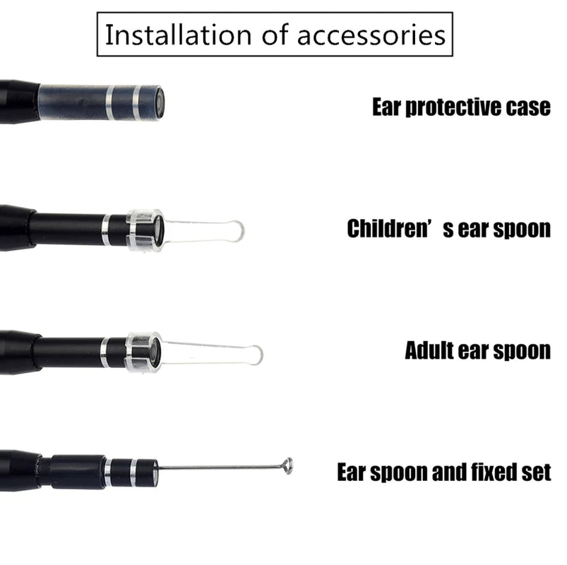 HD LED Ear Endoscope Otoscope Camera Wax Pick Cleaning Removal Kit
