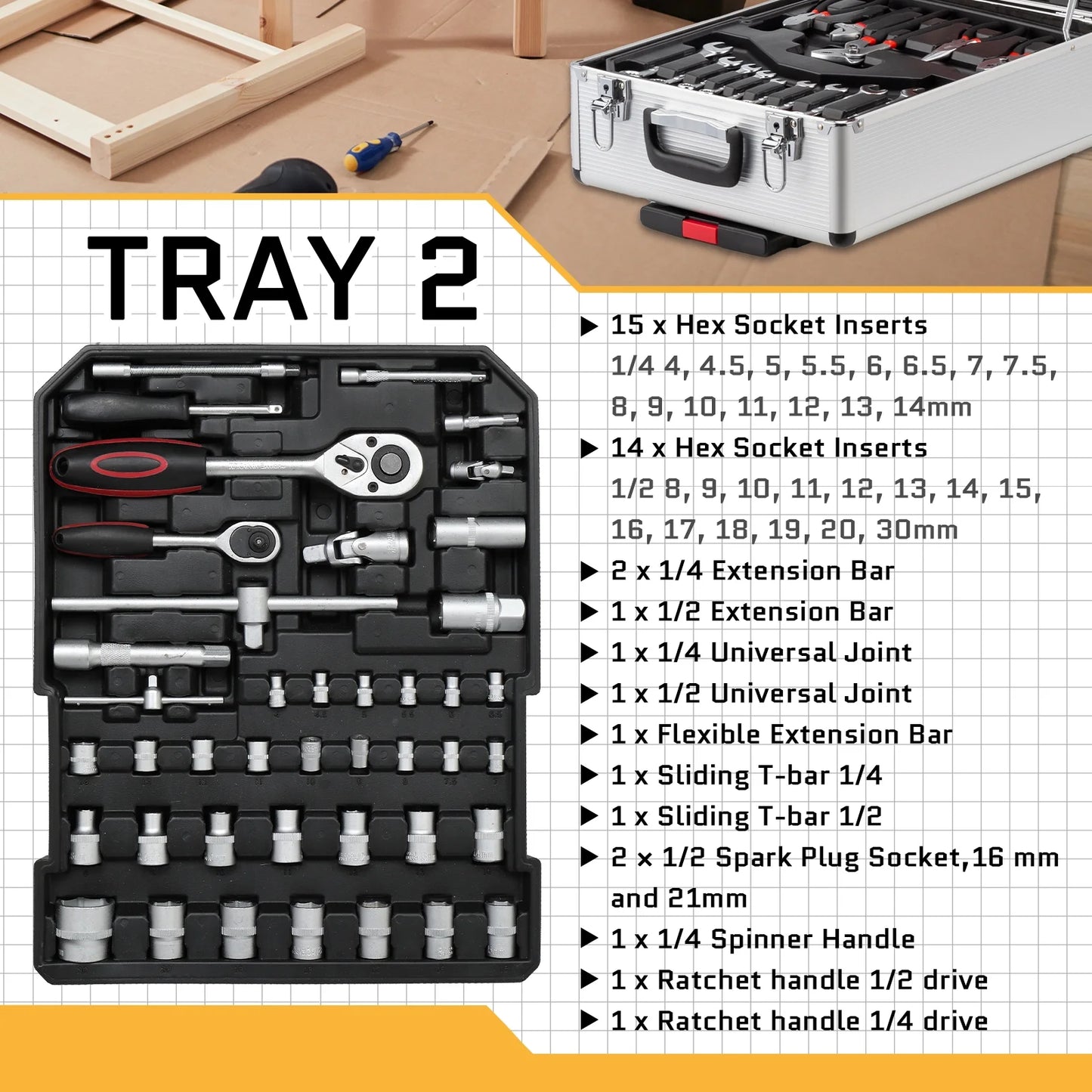 799-Piece Household & Mechanics Tool Set with Rolling Trolley Case – Silver