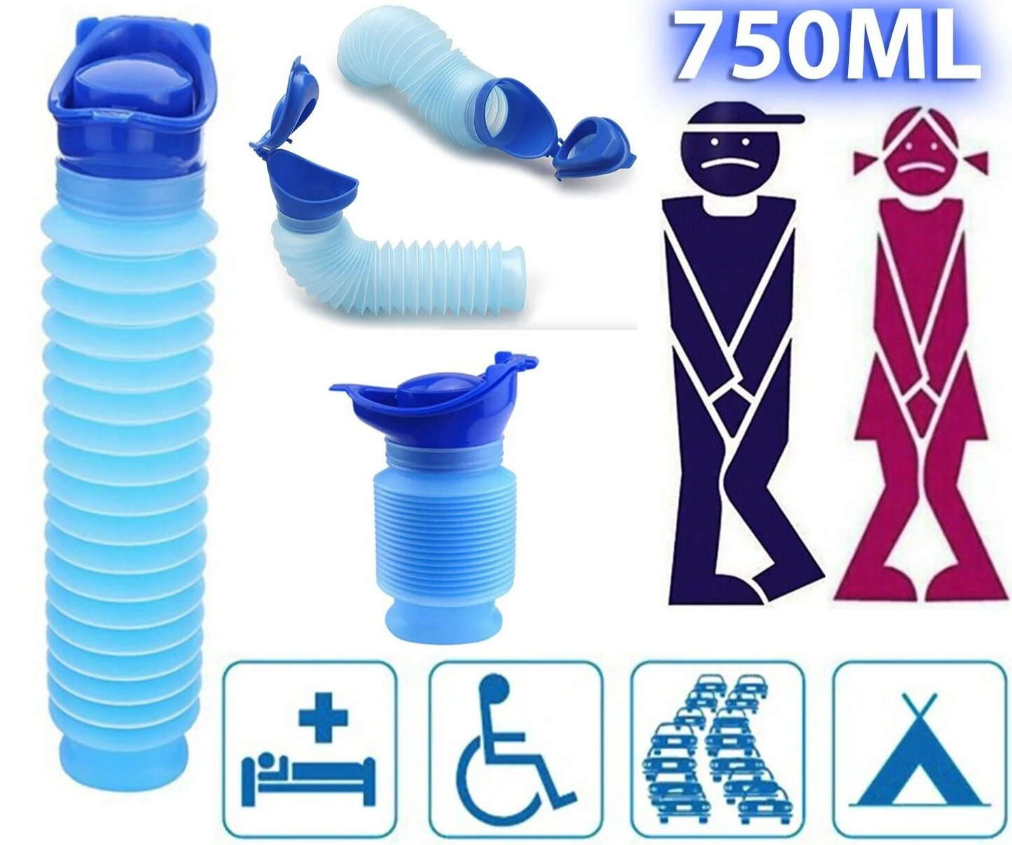 Male Female Portable Urinal Travel Camping Car Toilet Pee Bottle Emergency Kit