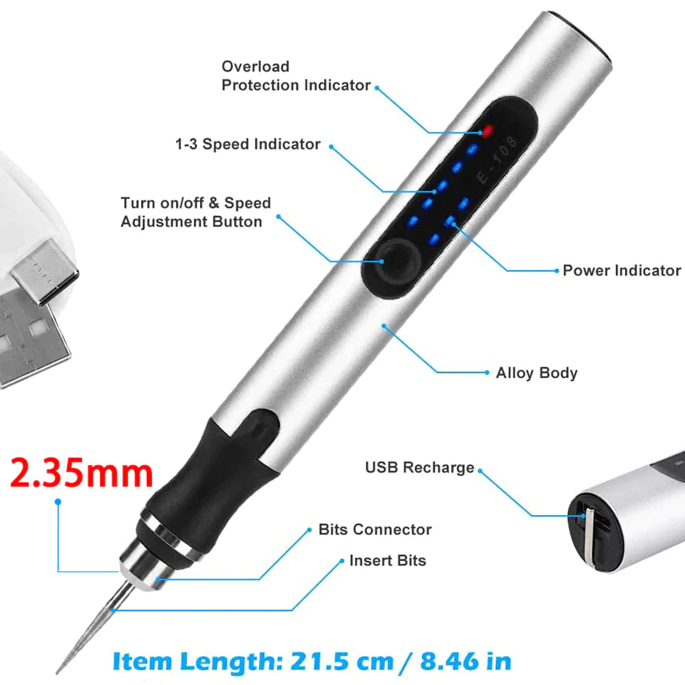 USB Cordless Rotary Tool Kit – Mini Wireless Engraver & Drill for Woodworking, Jewelry, Metal, and Glass DIY