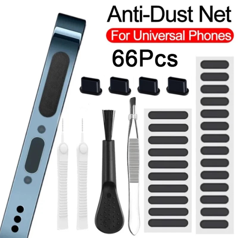 66-Piece Mobile Phone Speaker and Charging Port Cleaning Kit – Dust Plug & Earphone Cleaner Set with Brushes