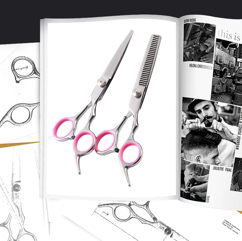 Professional Pet Grooming Scissors Kit – Straight, Curved, Thinning Shears & Comb with Case (Stainless Steel)