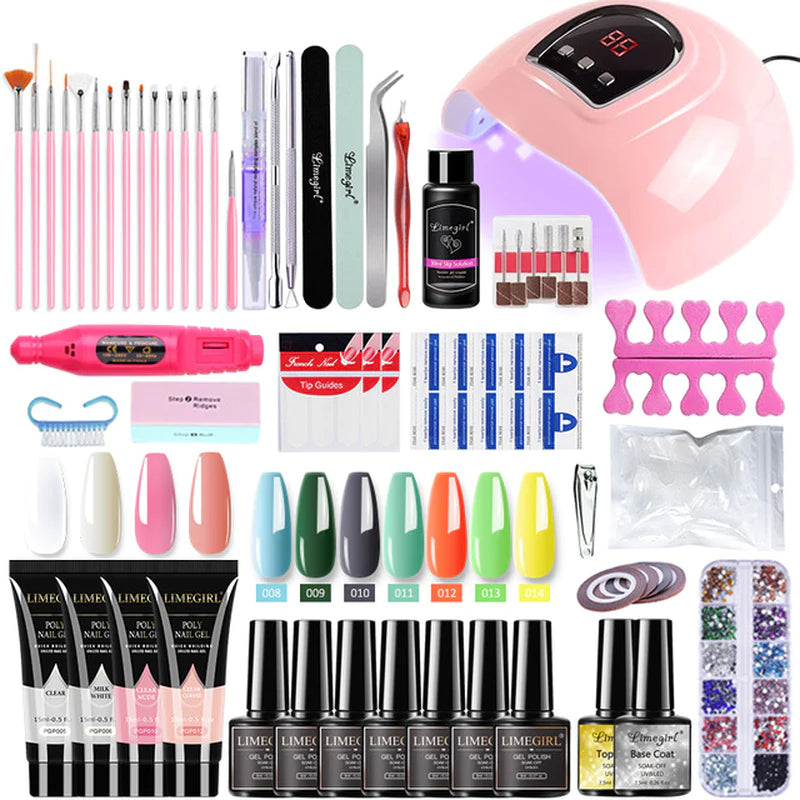 Nail Extension Kit – Complete Poly Gel Nail Kit with LED Lamp, Nail Drill, Gel Polish & Art Tools for DIY Manicure