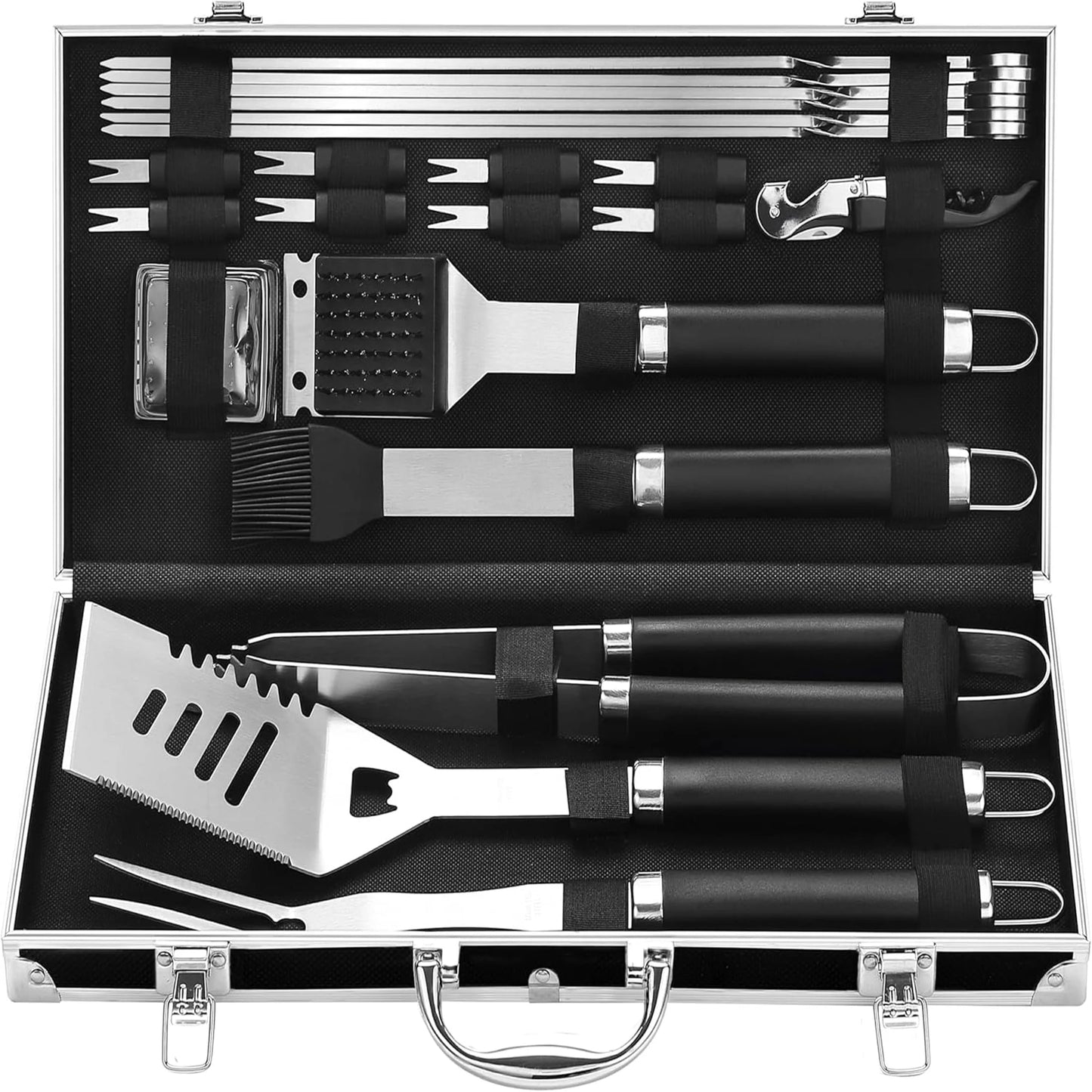 22-Piece Stainless Steel BBQ Grill Tool Set for Outdoor Camping