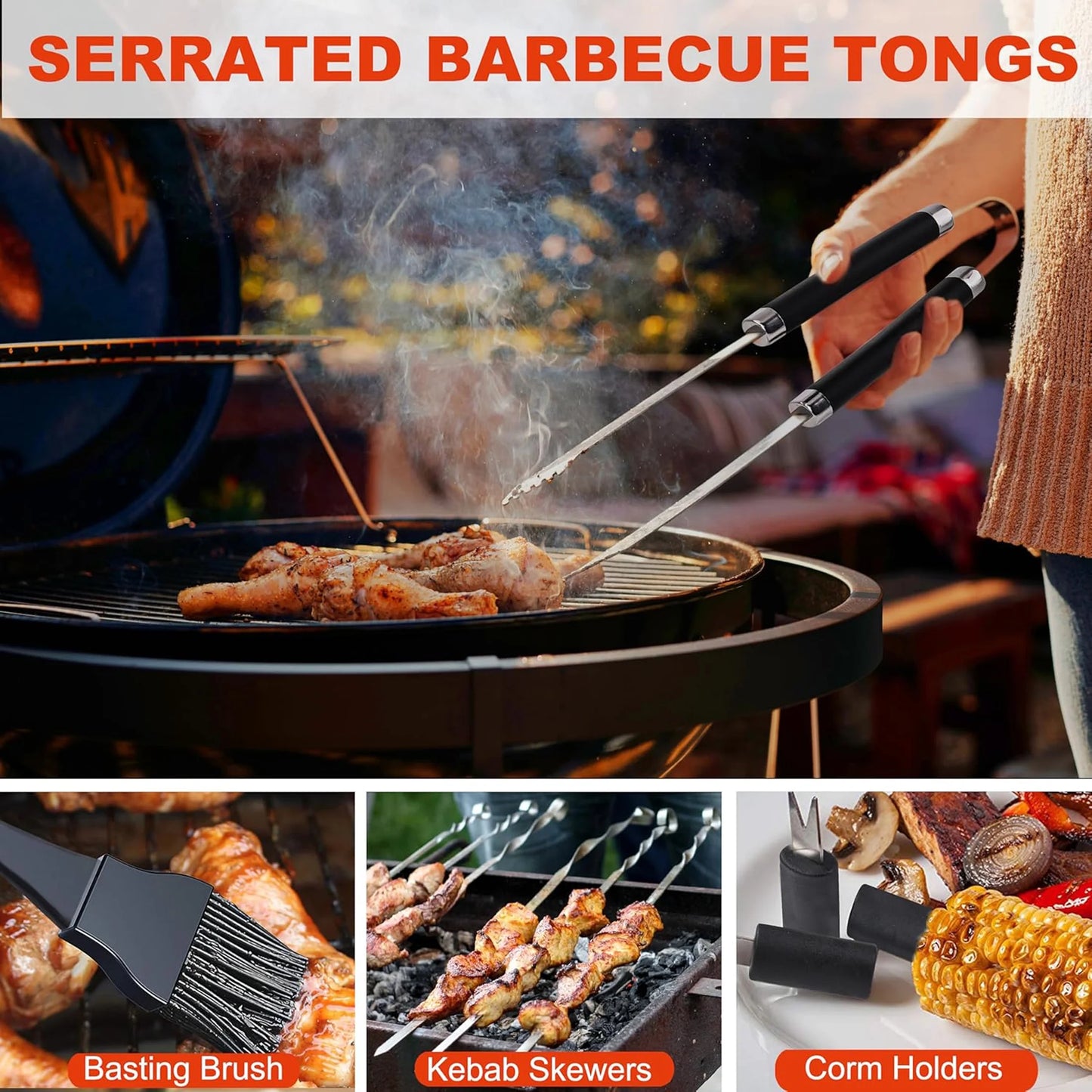 22-Piece Stainless Steel BBQ Grill Tool Set for Outdoor Camping