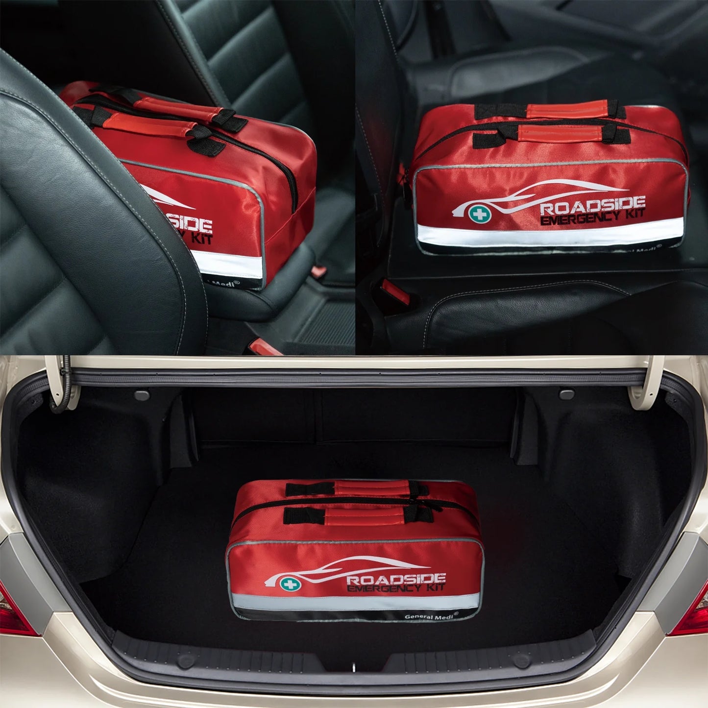 127-Piece Emergency Roadside Kit with Jumper Cables, Tow Rope, Mini First Aid Kit & Safety Tools