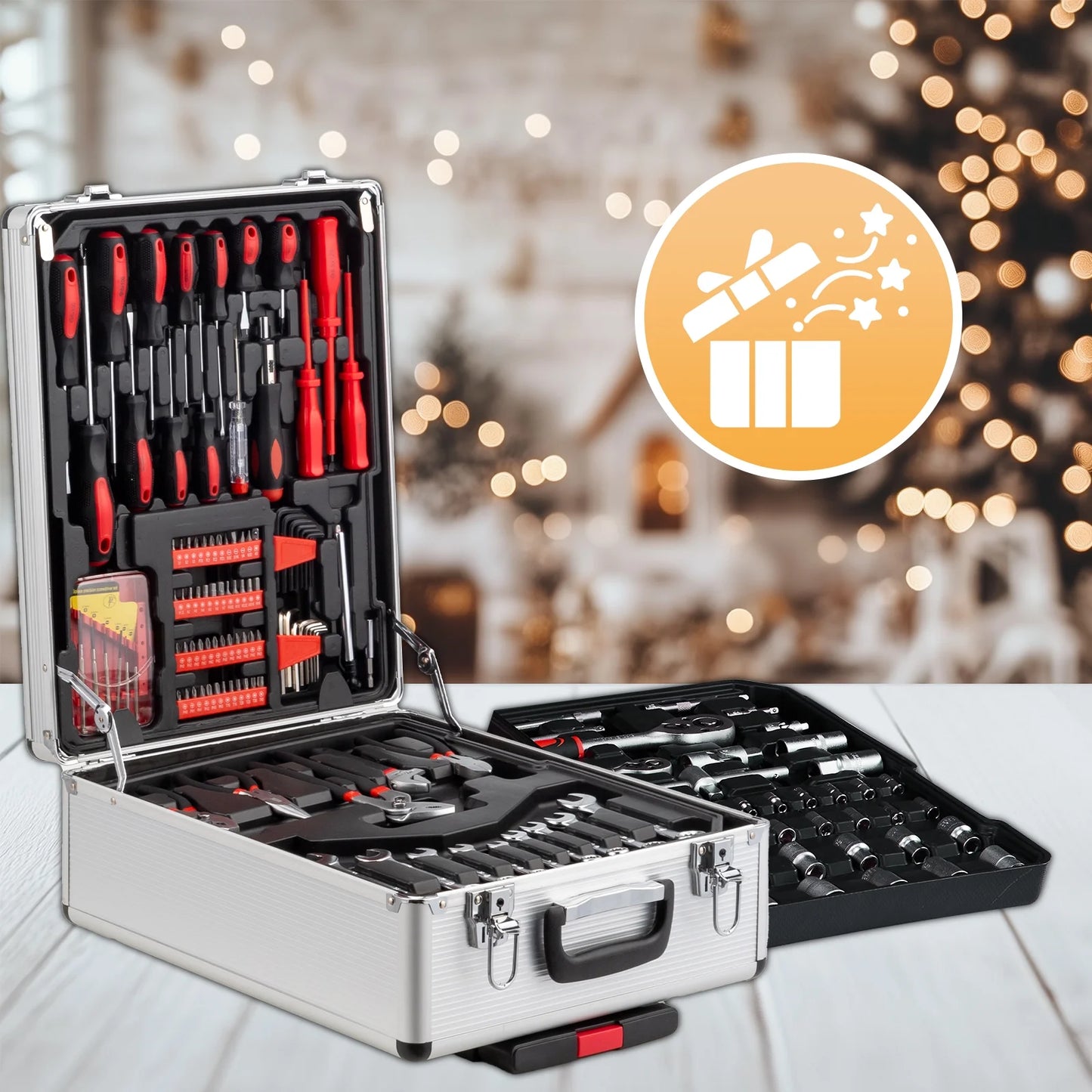 799-Piece Household & Mechanics Tool Set with Rolling Trolley Case – Silver