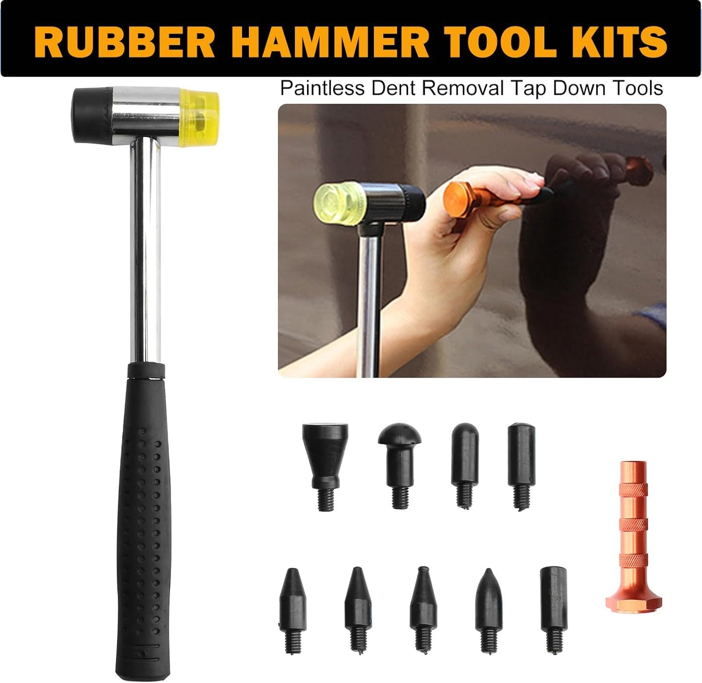 Car Dent Puller Kit – 97PCS Paintless Dent Repair Set with Golden Lifter, T-Bar & Bridge Puller for Car, SUV, RV, Truck