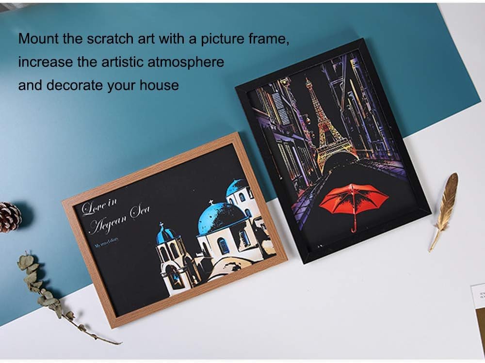Scratch Art Kit β 12 Rainbow Scratchboard Postcards with 4 Tools, DIY Cityscape Art for Adults & Kids