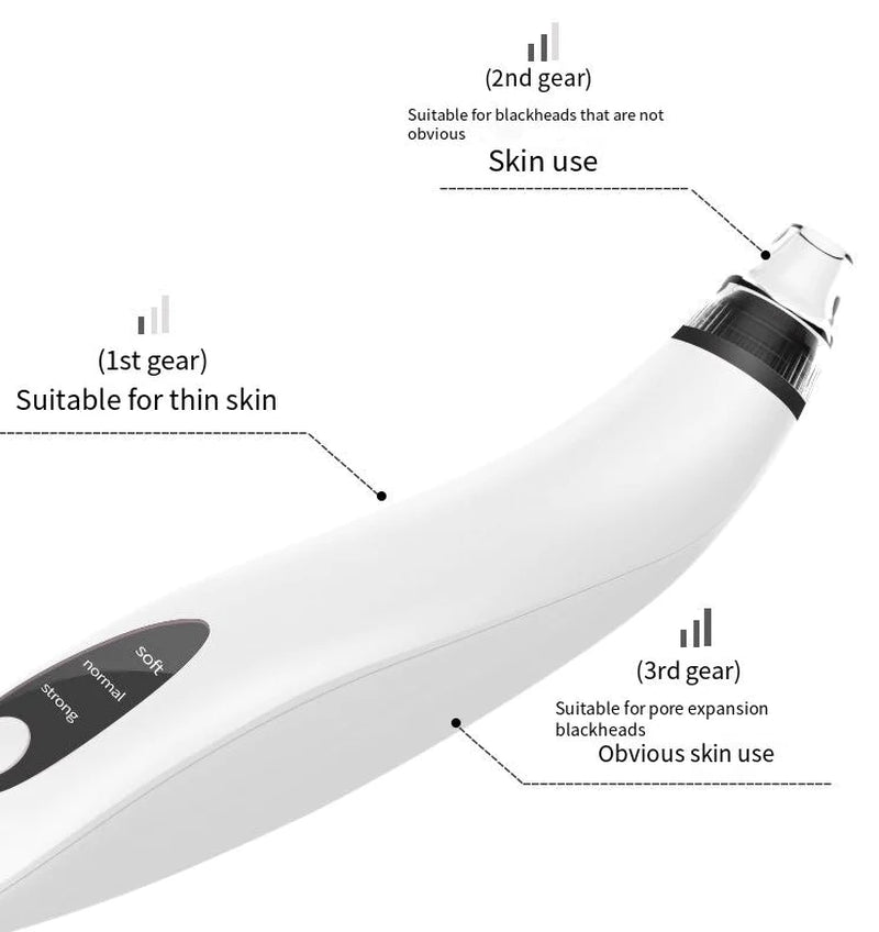 Electric Blackhead Remover Kit –Pore Vacuum Cleaner Kit with Adjustable Suction, Rechargeable Device & Interchangeable Heads for Face Skincare