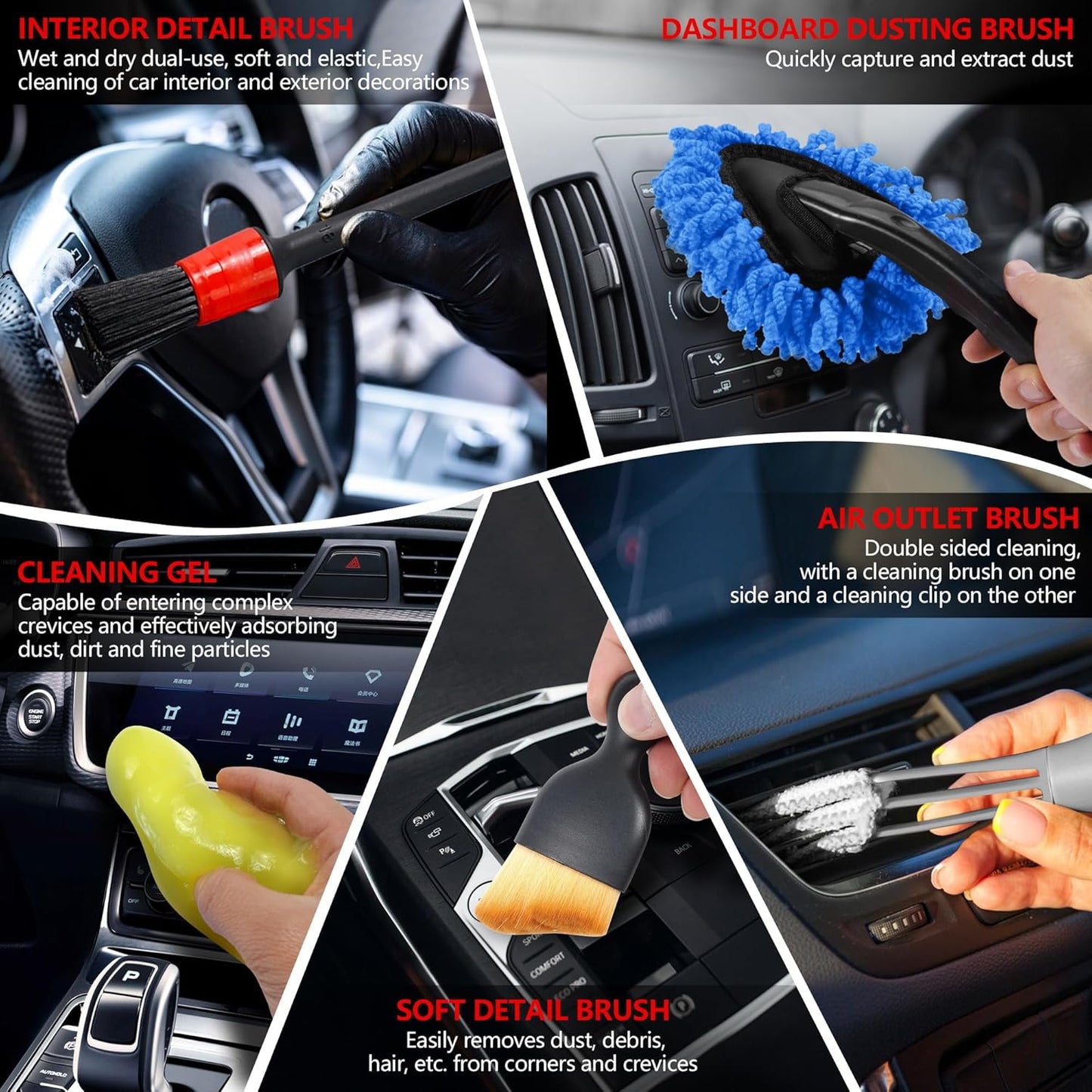 30-Piece Car Detailing Brush Set – Complete Interior & Exterior Cleaning Kit with Drill Brush Attachments