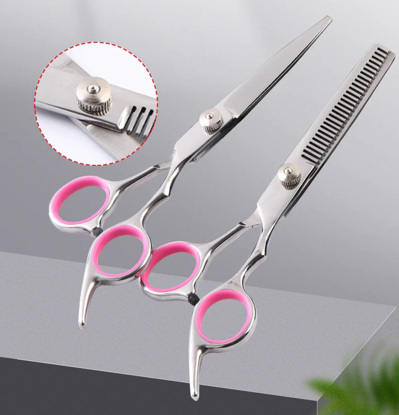 Professional Pet Grooming Scissors Kit – Straight, Curved, Thinning Shears & Comb with Case (Stainless Steel)