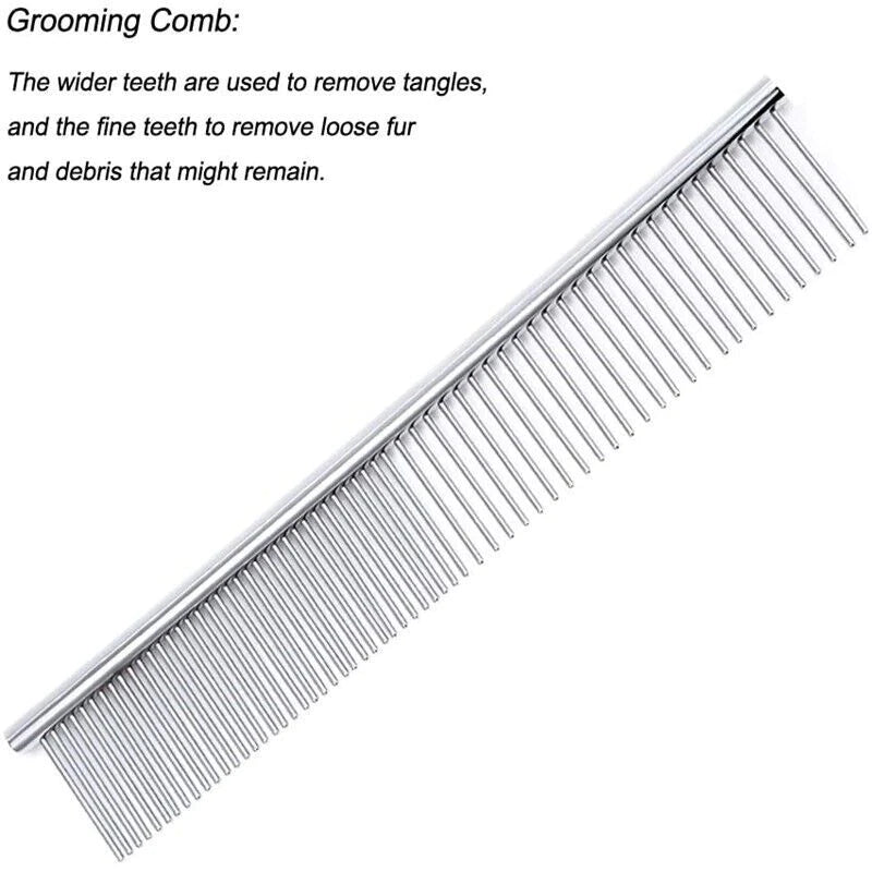 Professional Pet Grooming Scissors Kit – Straight, Curved, Thinning Shears & Comb with Case (Stainless Steel)