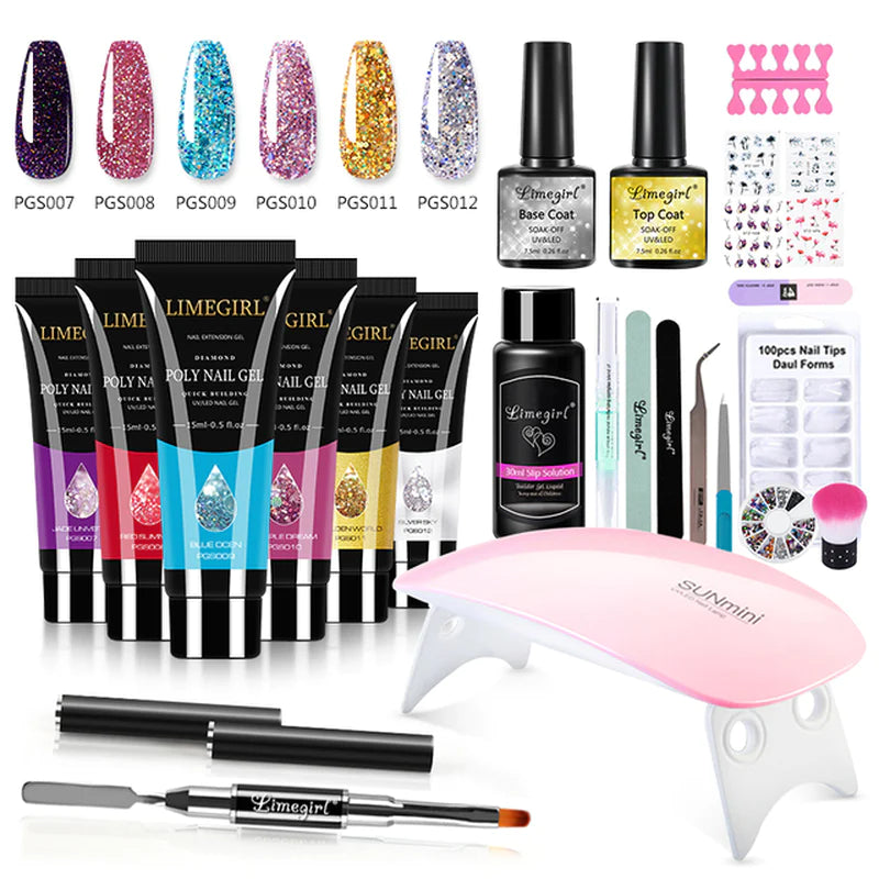 Nail Extension Kit – Complete Poly Gel Nail Kit with LED Lamp, Nail Drill, Gel Polish & Art Tools for DIY Manicure