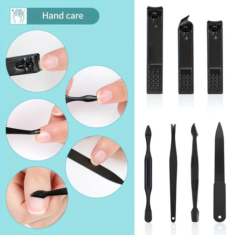 10-Piece Nail Care Kit – Black Nail Clippers and Cuticle Nippers with Travel Case