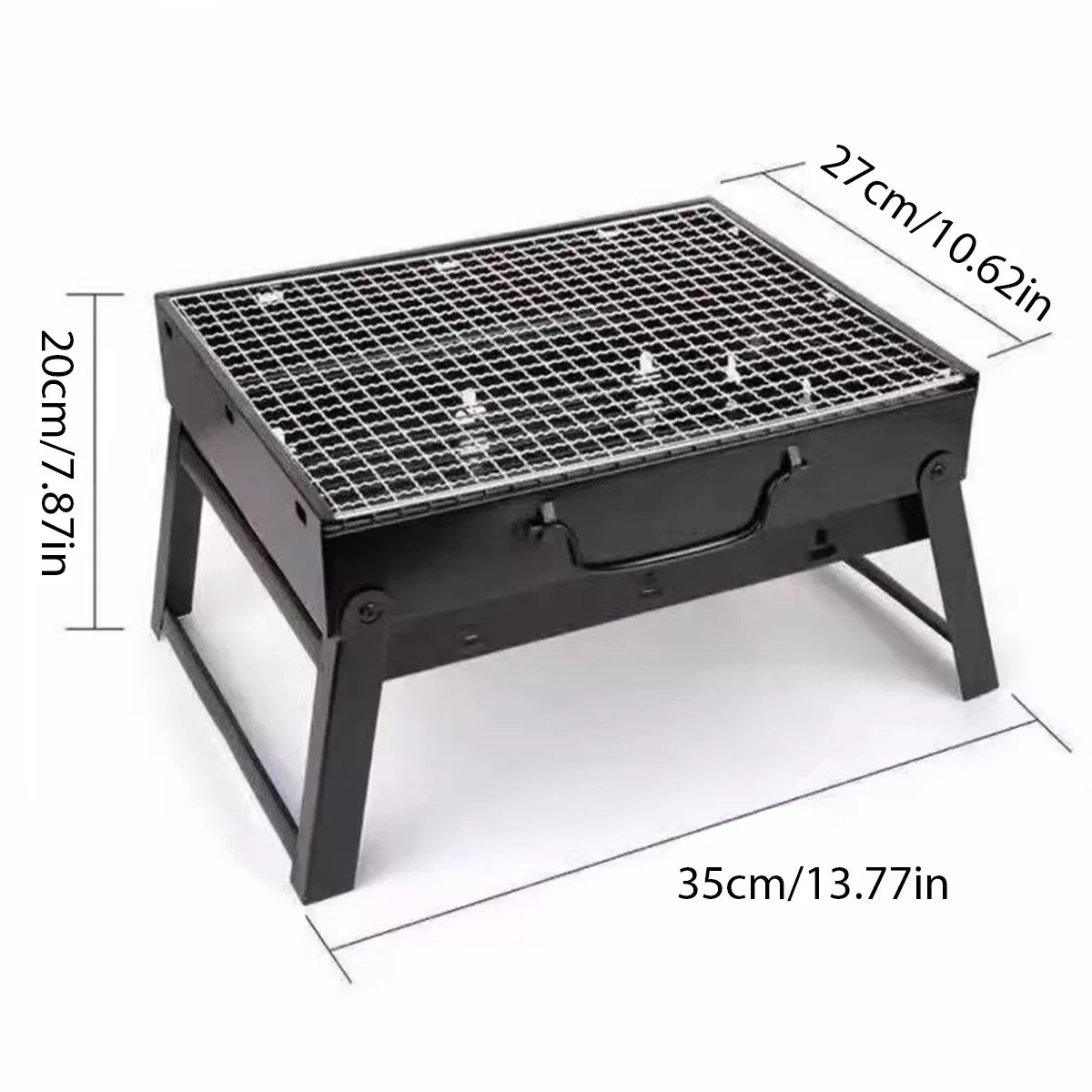 Portable Stainless Steel Charcoal BBQ Grill – Compact Mini Grill for Outdoor Cooking, Camping, Picnic, or Beach