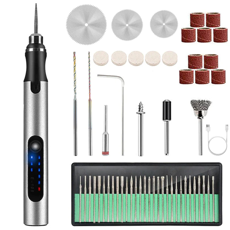 USB Cordless Rotary Tool Kit – Mini Wireless Engraver & Drill for Woodworking, Jewelry, Metal, and Glass DIY