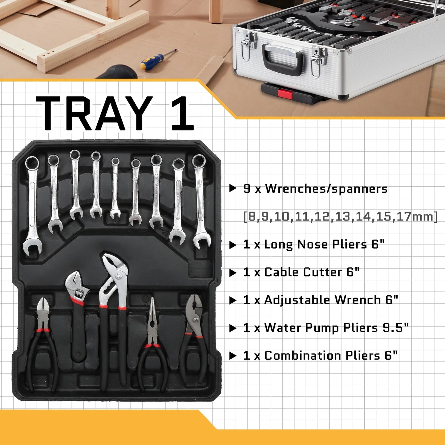 799-Piece Household & Mechanics Tool Set with Rolling Trolley Case – Silver