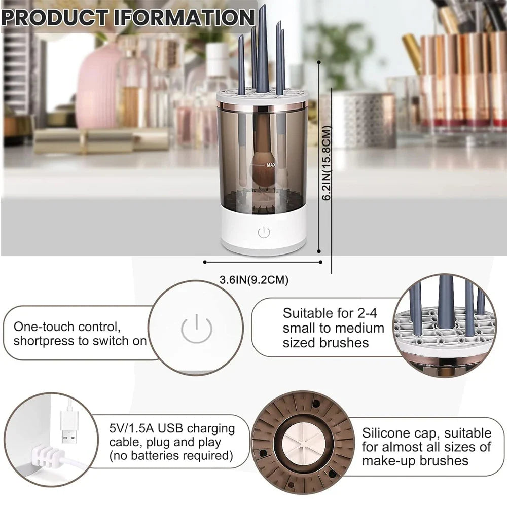 Electric Makeup Brush Cleaning Kit – Automatic, Fast & USB Powered
