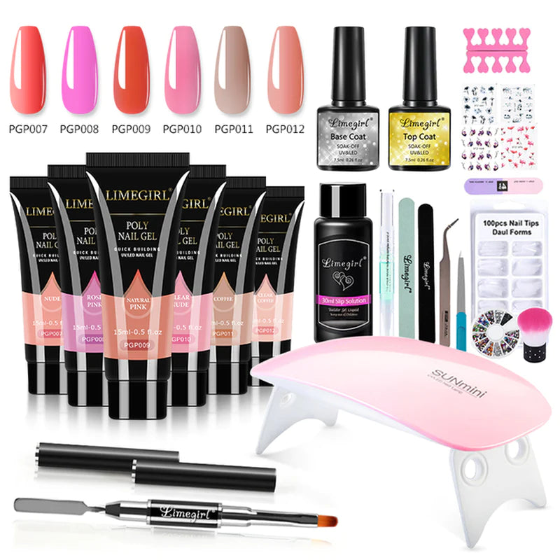 Nail Extension Kit – Complete Poly Gel Nail Kit with LED Lamp, Nail Drill, Gel Polish & Art Tools for DIY Manicure