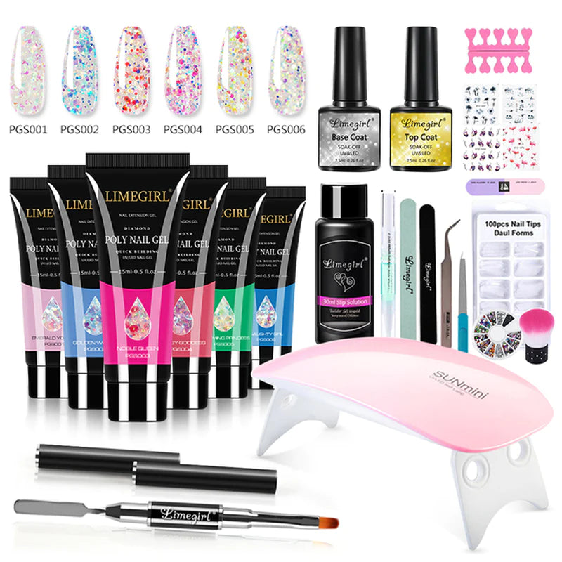 Nail Extension Kit – Complete Poly Gel Nail Kit with LED Lamp, Nail Drill, Gel Polish & Art Tools for DIY Manicure