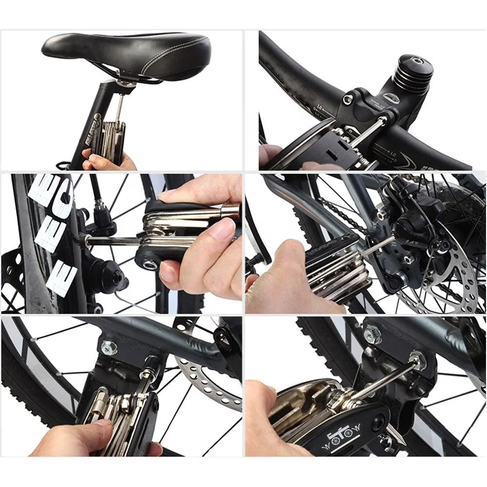 Bike Repair Tool Kit with 16-in-1 Multitool, Tire Levers, Patches & Portable Tool Bag