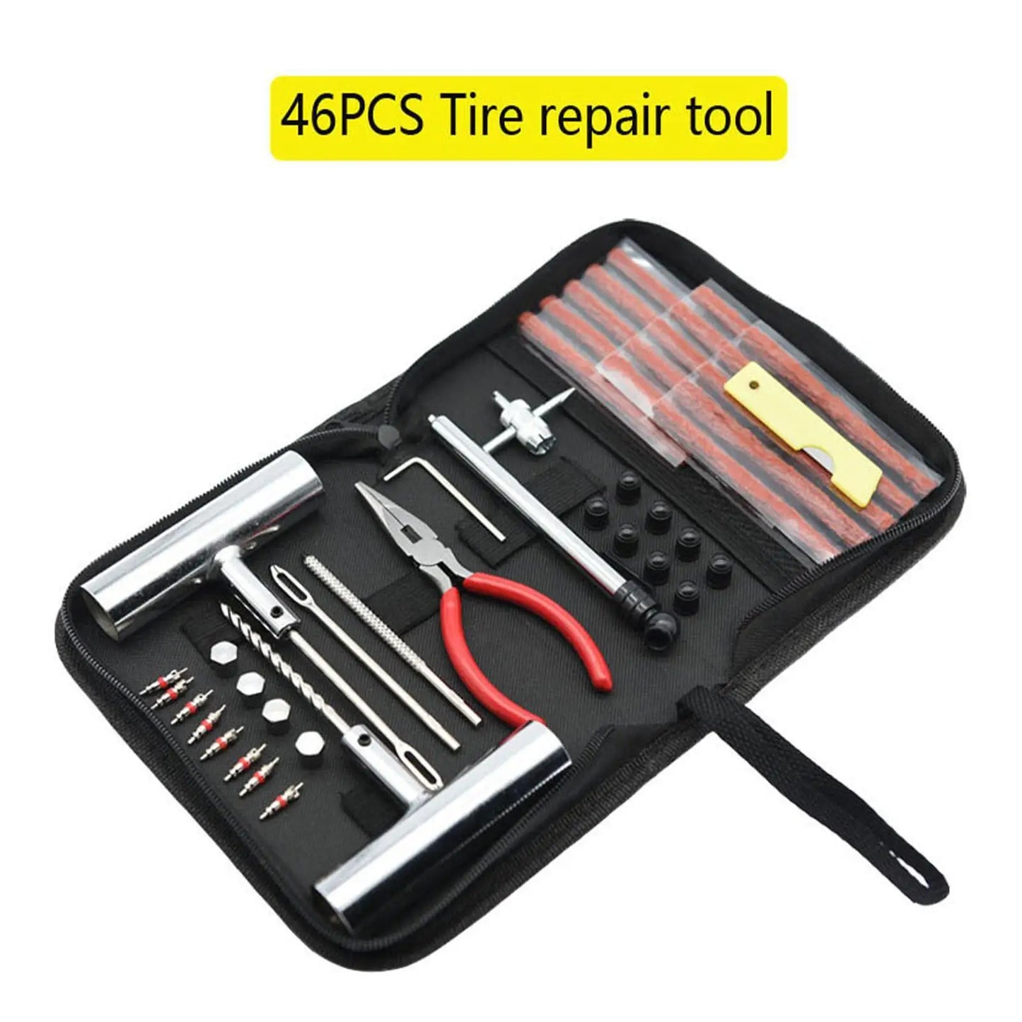 46Pcs Emergency Tire Repair Kit Car Tire Repair Tool Tire Repair Kit Auto Bike Tire Repair Puncture Plug Garage Car Accessories