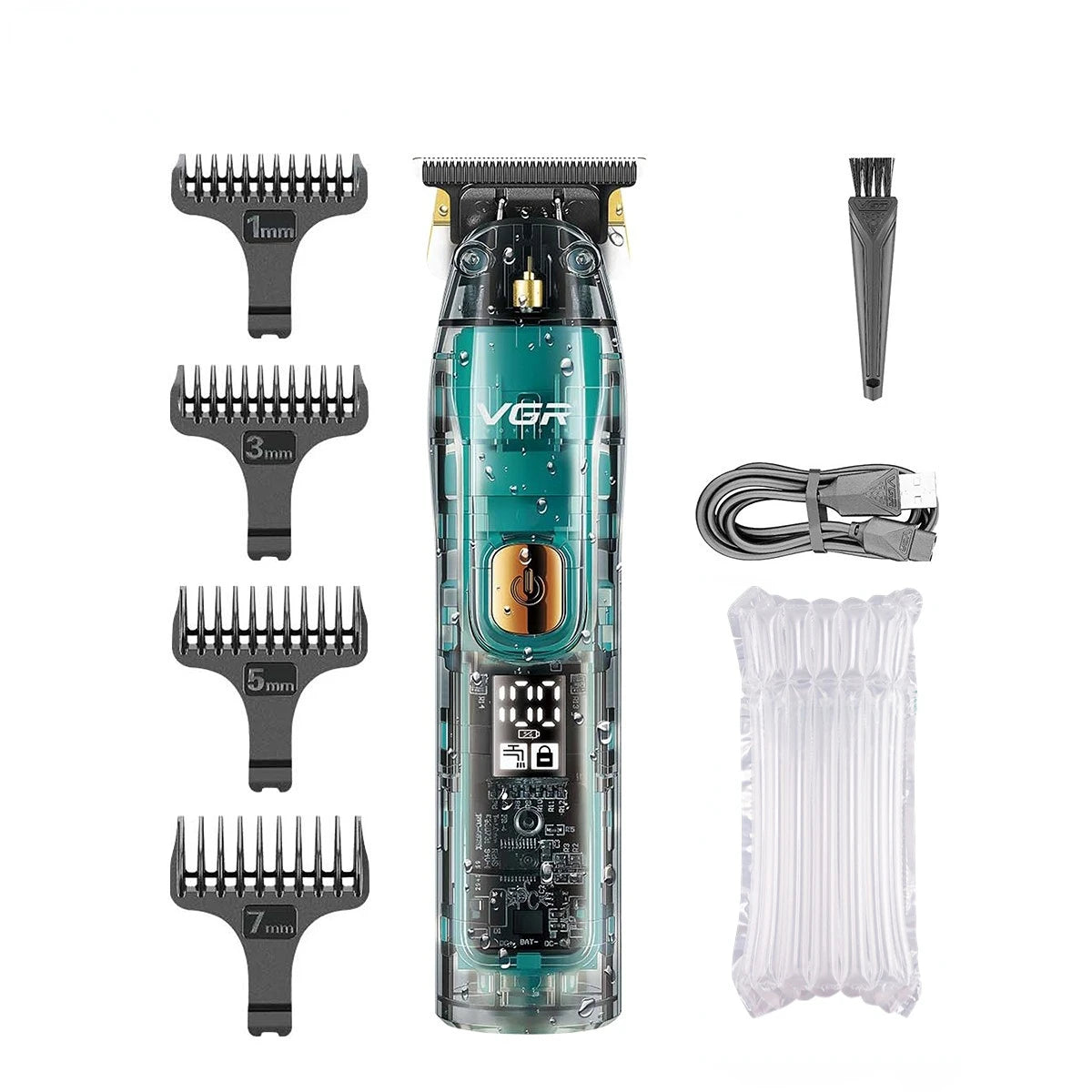 Electric Hair Trimmer Kit – Cordless Hair Cutting Machine with IPX7 Waterproof Body, LED Display & 4 Guide Combs