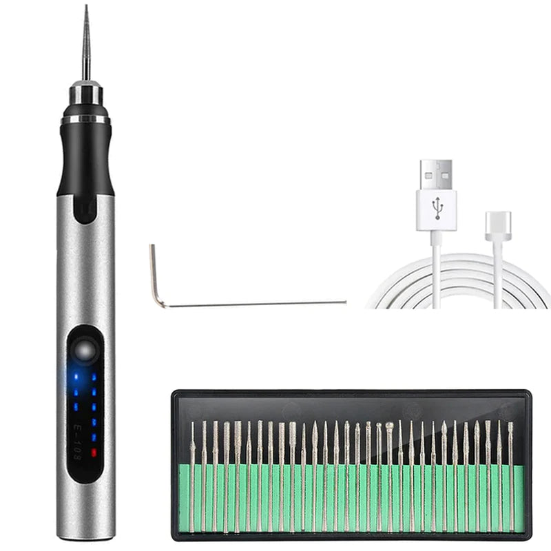 USB Cordless Rotary Tool Kit – Mini Wireless Engraver & Drill for Woodworking, Jewelry, Metal, and Glass DIY