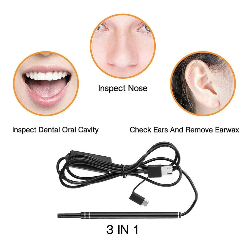 HD LED Ear Endoscope Otoscope Camera Wax Pick Cleaning Removal Kit