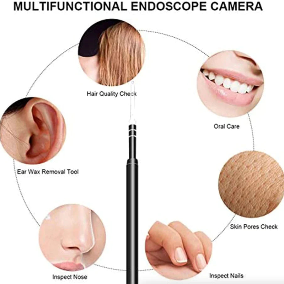 HD LED Ear Endoscope Otoscope Camera Wax Pick Cleaning Removal Kit