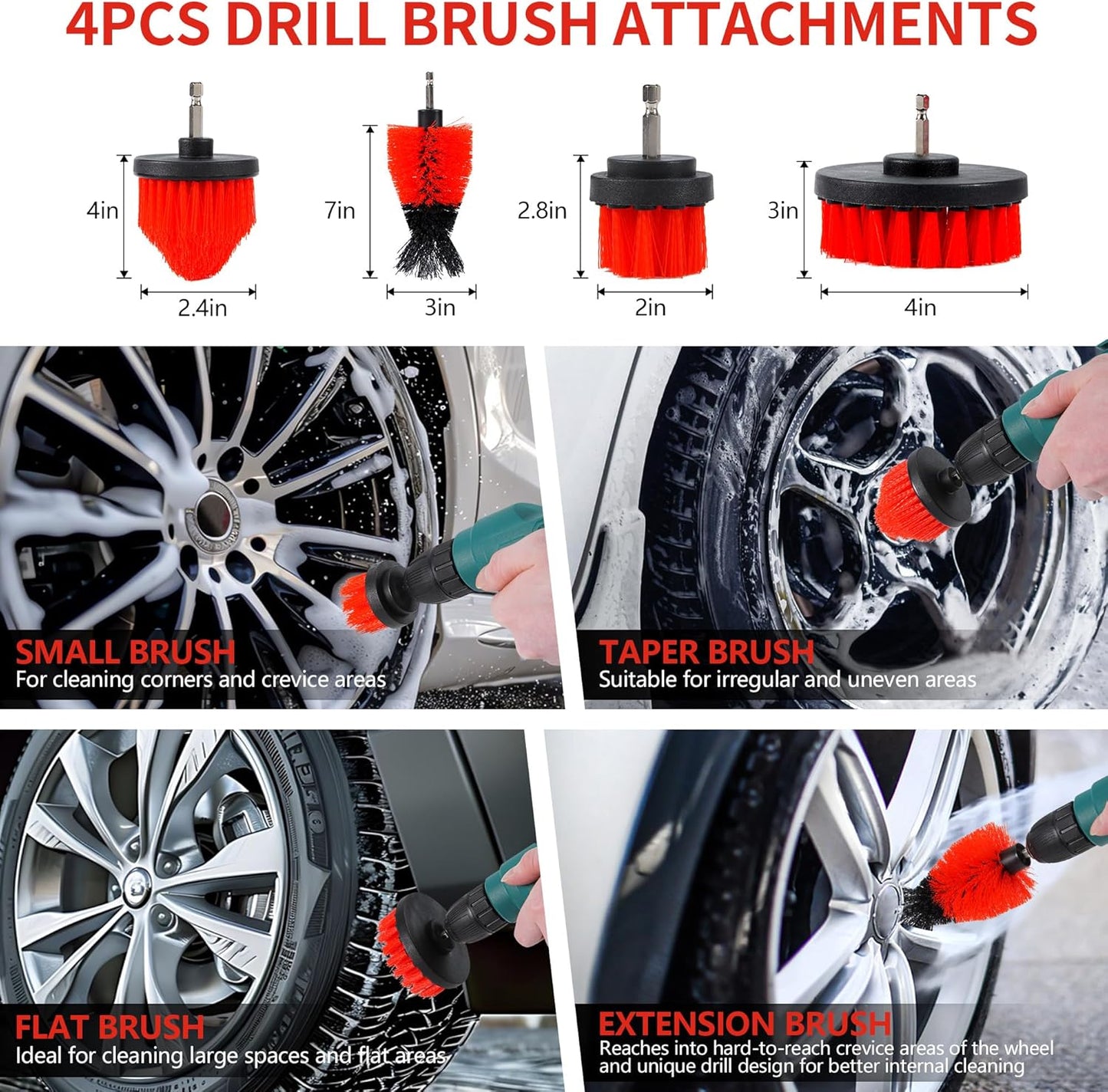 30-Piece Car Detailing Brush Set – Complete Interior & Exterior Cleaning Kit with Drill Brush Attachments