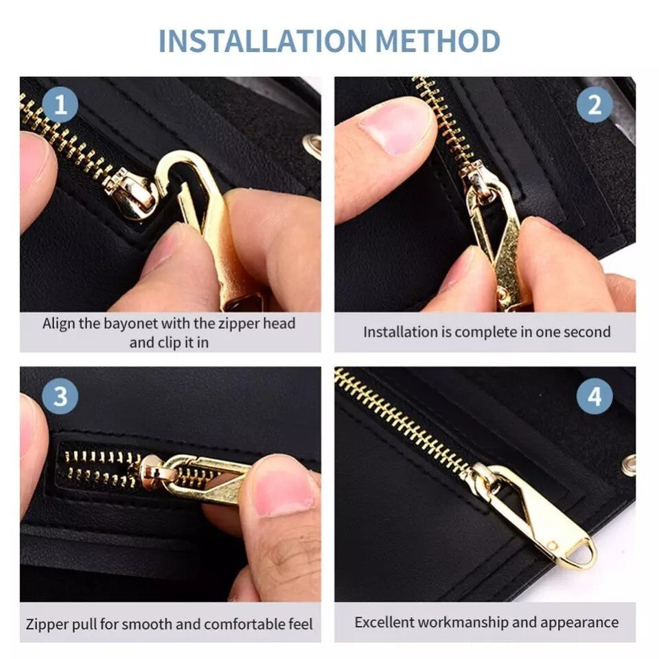Zipper Repair Kit – 4PCS Instant Zipper Slider Puller for Broken Zippers on Luggage, Clothing & Accessories