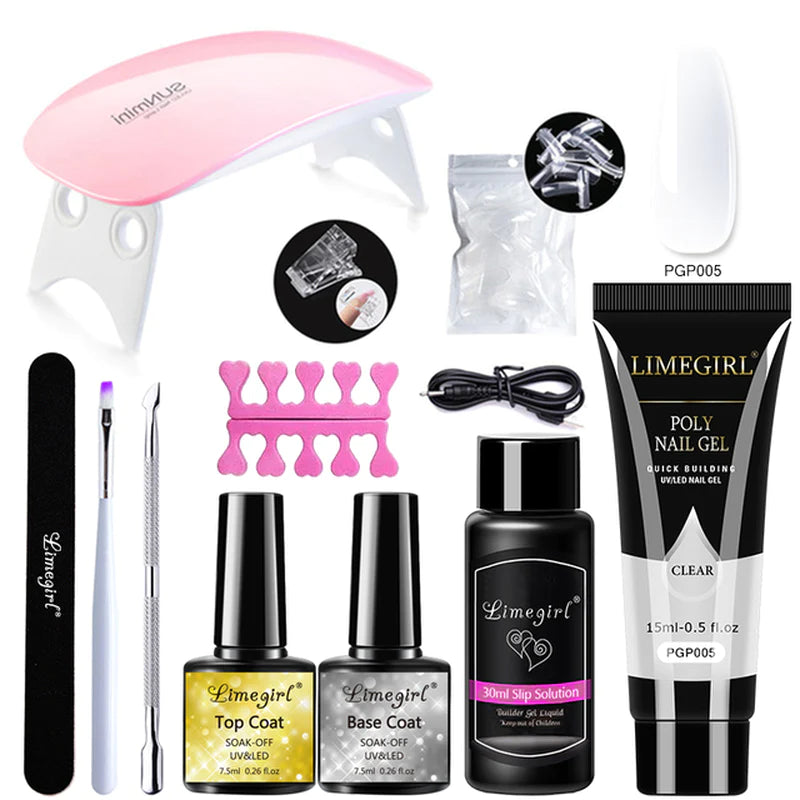 Nail Extension Kit – Complete Poly Gel Nail Kit with LED Lamp, Nail Drill, Gel Polish & Art Tools for DIY Manicure