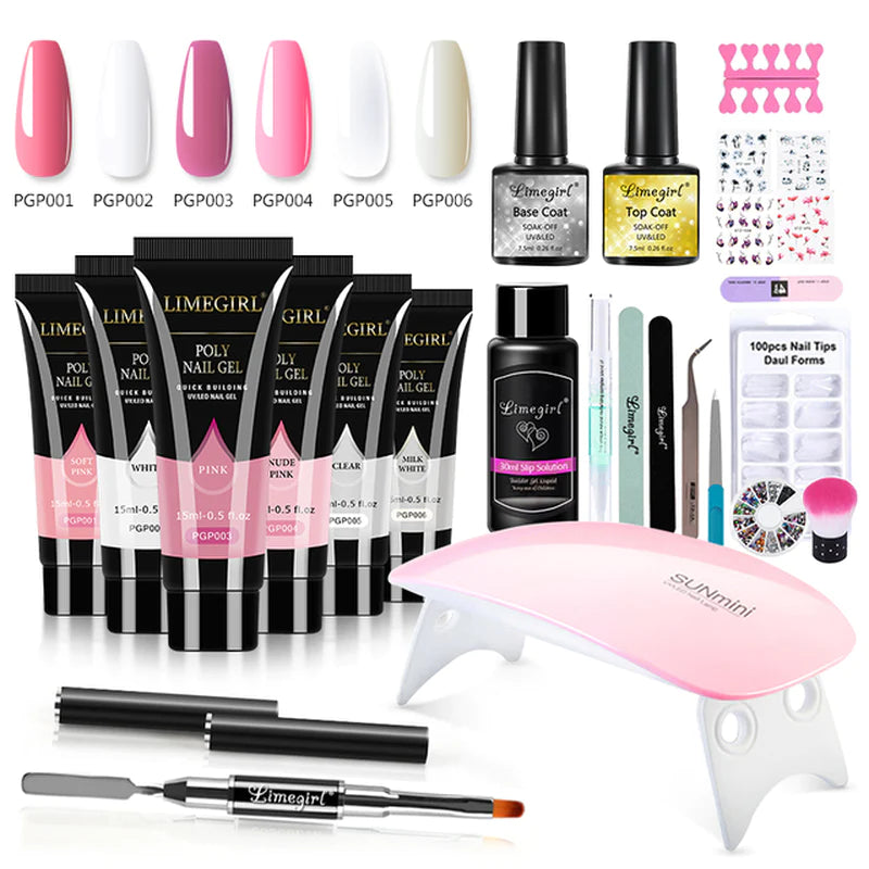 Nail Extension Kit – Complete Poly Gel Nail Kit with LED Lamp, Nail Drill, Gel Polish & Art Tools for DIY Manicure