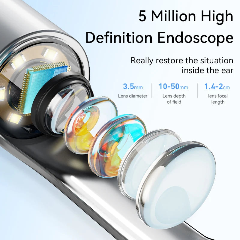 Ear Wax Removal Kit with Camera – 1296P HD Otoscope with 6 LED Lights and Wireless Endoscope for Safe Ear Cleaning