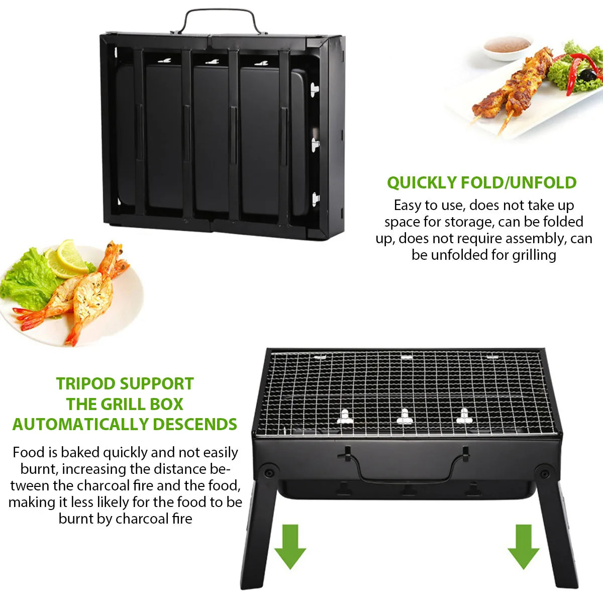 Portable Stainless Steel Charcoal BBQ Grill – Compact Mini Grill for Outdoor Cooking, Camping, Picnic, or Beach